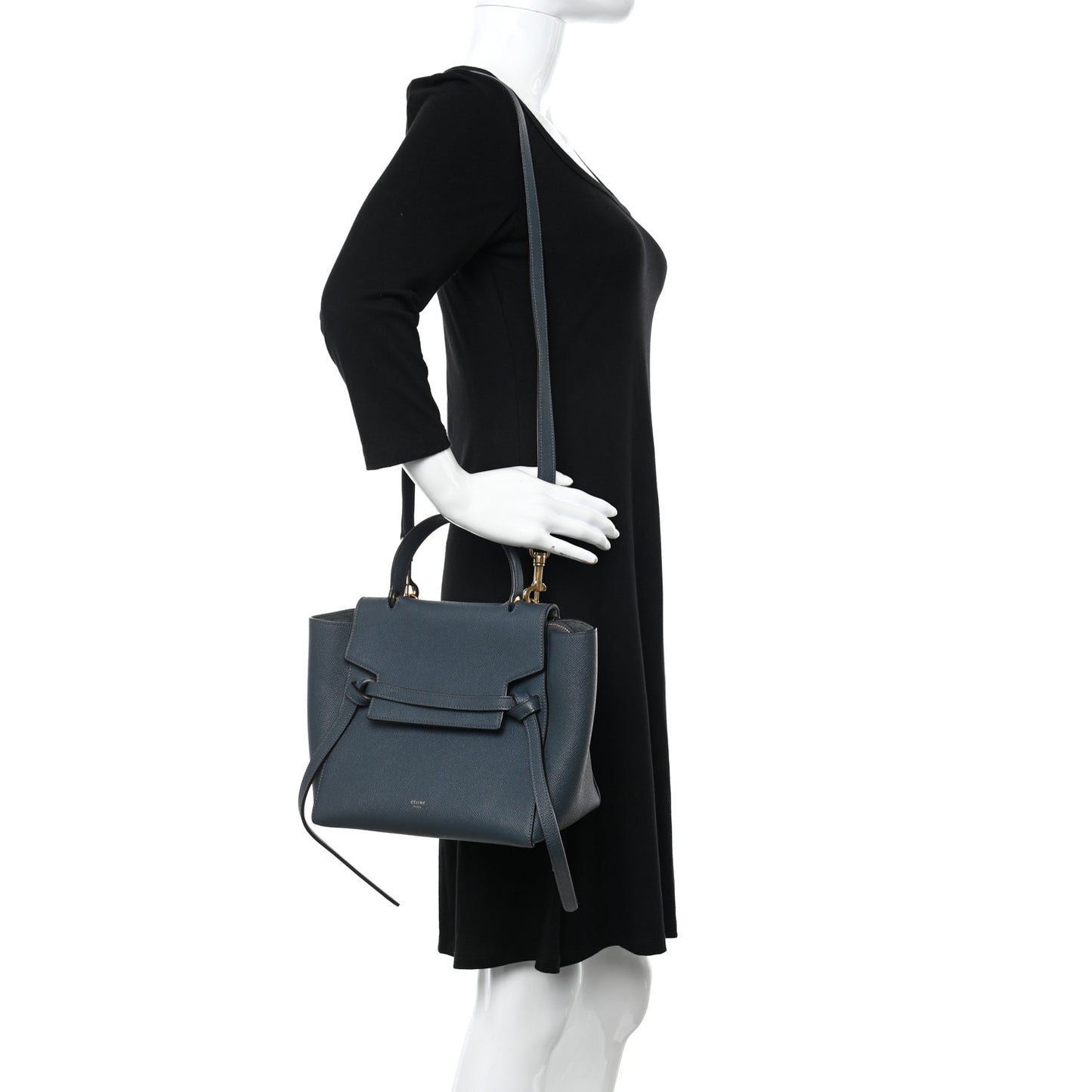 Baby Grained Calfskin Micro Belt Bag Steel Blue