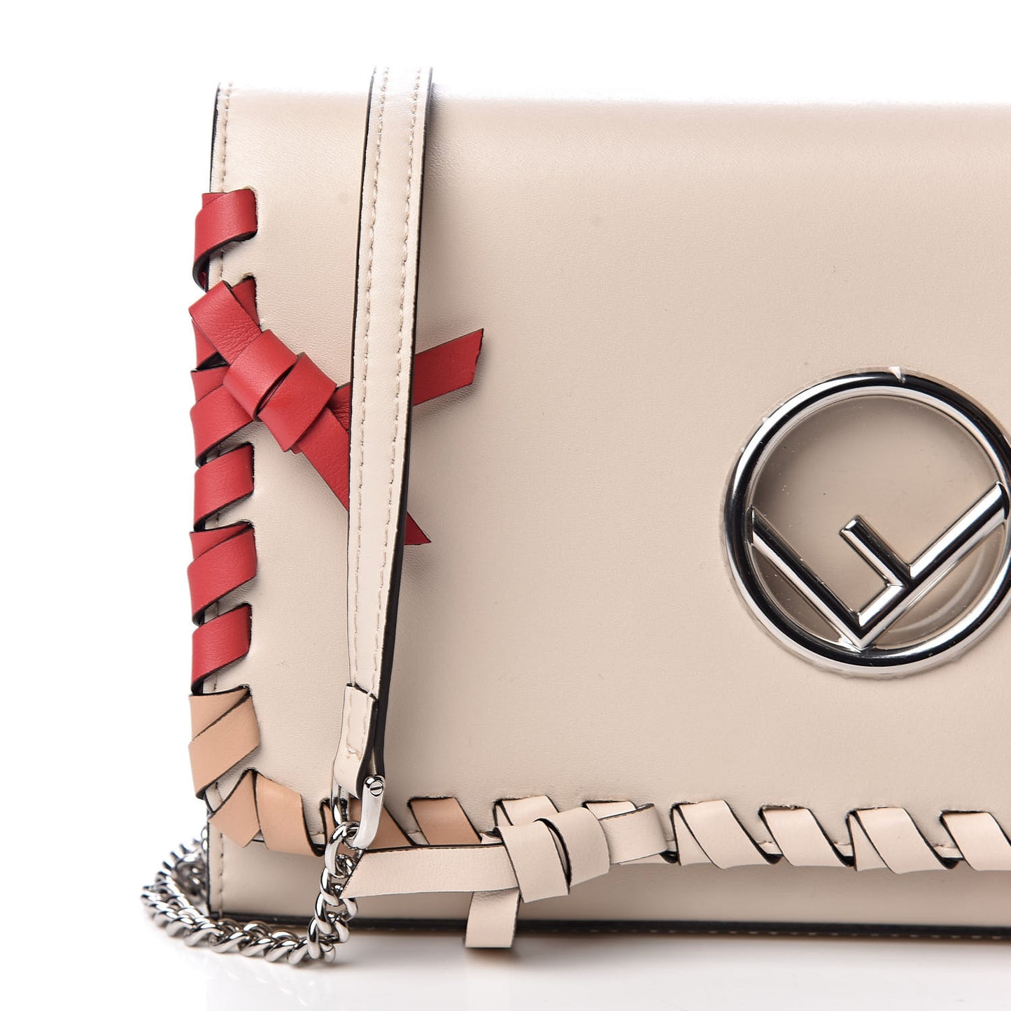 Vitello Liberty F is Fendi Whipstitch Bow Wallet On Chain Camelia Multicolor