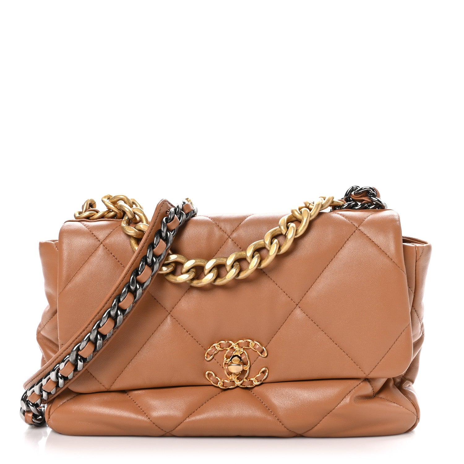 Chanel Lambskin Quilted Large Chanel 19 Flap Brown 1 of 11