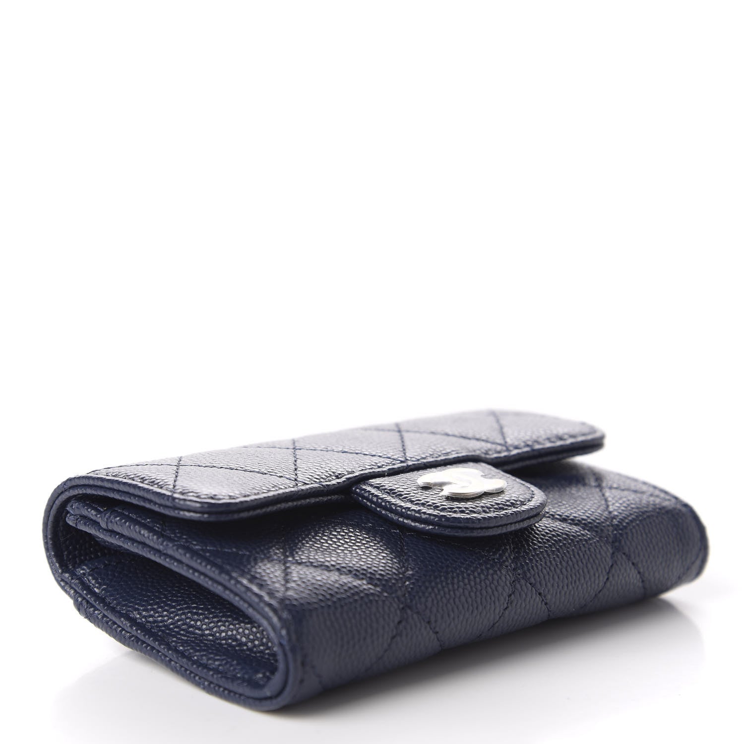 Chanel Caviar Quilted Flap Card Holder Wallet Navy Blue 4 of 8