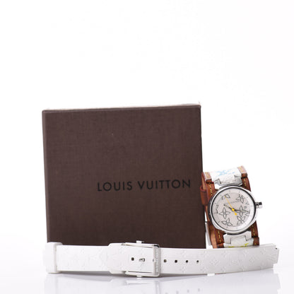 Louis Vuitton Stainless Steel Monogram Multicolor Mother of Pearl 28mm Tambour Murakami Quartz Watch 8 of 8