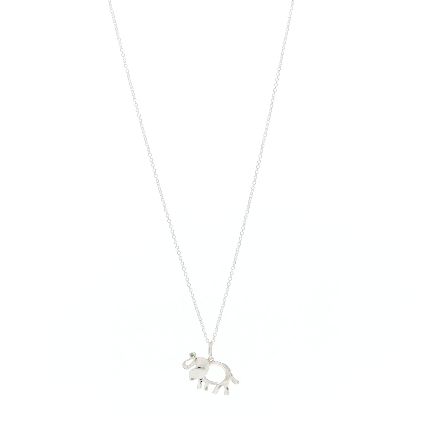 Sterling Silver Tsavorite Save the Wild Elephant Charm Necklace