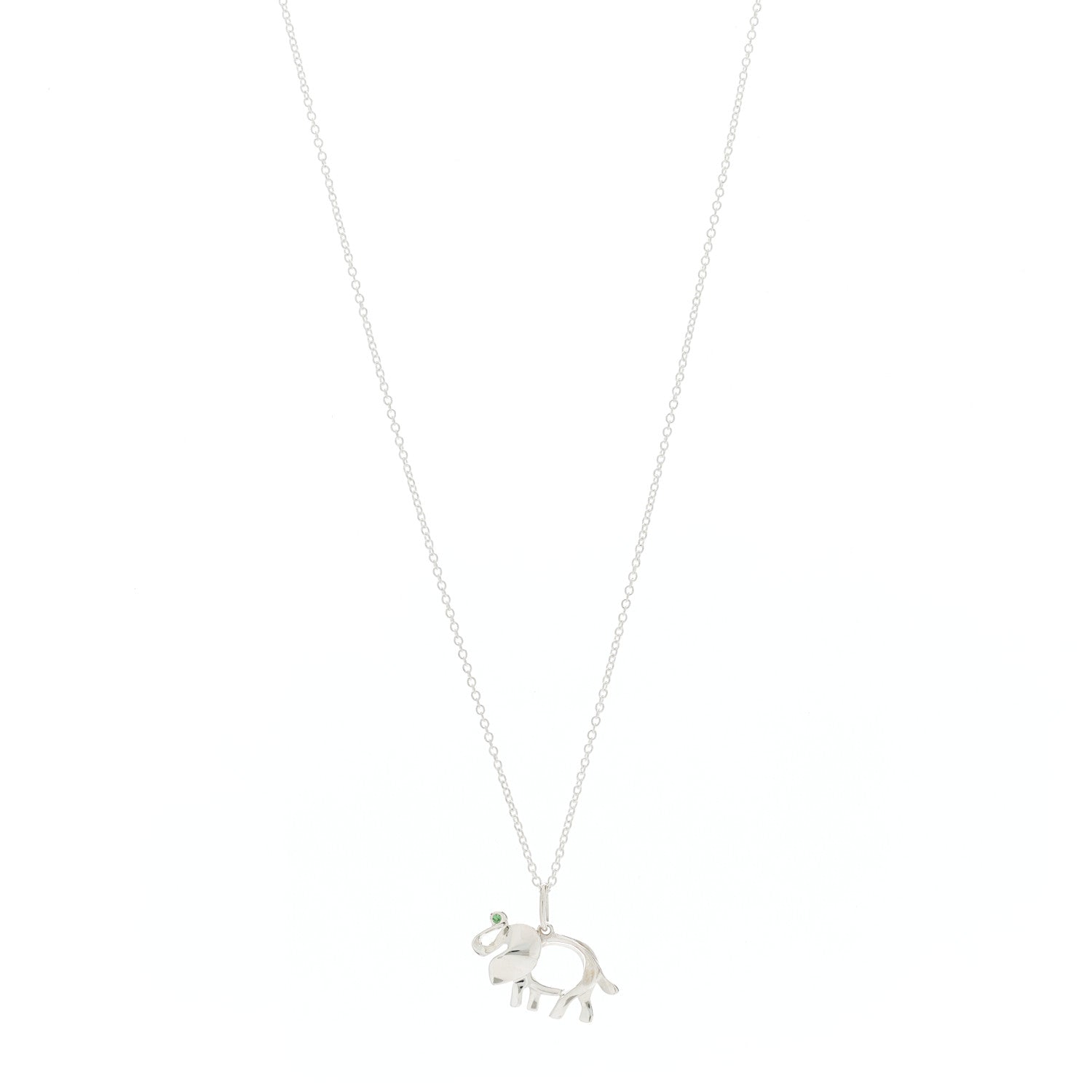Tiffany Sterling Silver Tsavorite Save the Wild Elephant Charm Necklace 1 of 7