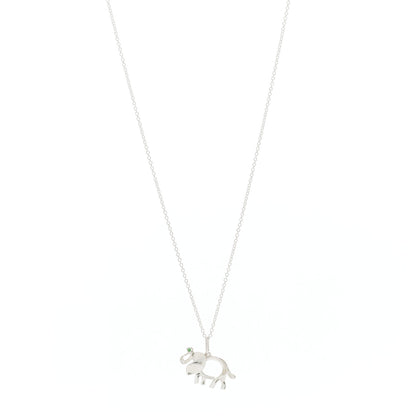 Tiffany Sterling Silver Tsavorite Save the Wild Elephant Charm Necklace 1 of 7