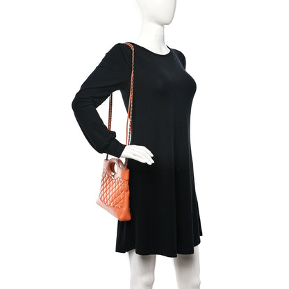 Chanel Shiny Crumpled Calfskin Quilted Mini 31 Shopping Bag Orange 3 of 10