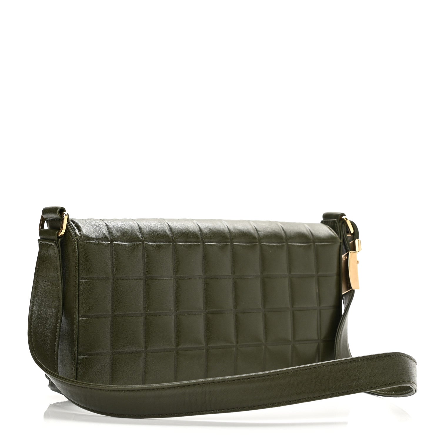 Chanel Lambskin Quilted CC Chocolate Bar Flap Green 3 of 12