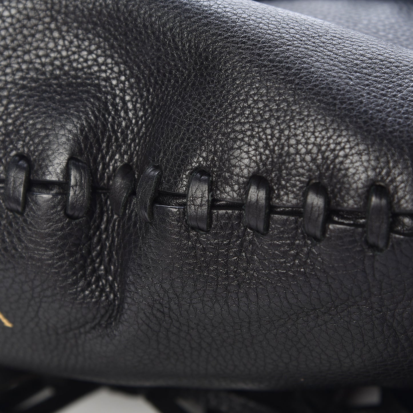 Grained Calfskin C-Rockee Fringe Hobo Black