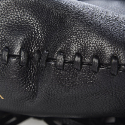 Valentino Garavani Grained Calfskin C-Rockee Fringe Hobo Black 11 of 19