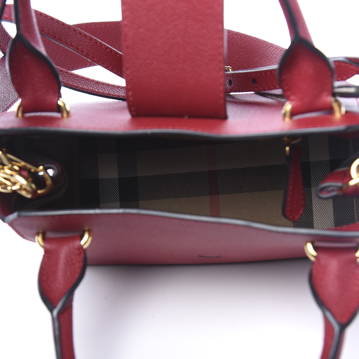 Burberry Soft Grain Calfskin Small Buckle Tote Parade Red 5 of 10