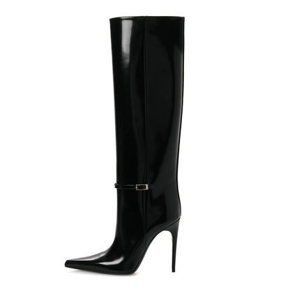 Saint Laurent Glazed Calfskin Vendome 110 Boots 40 Black 1 of 11