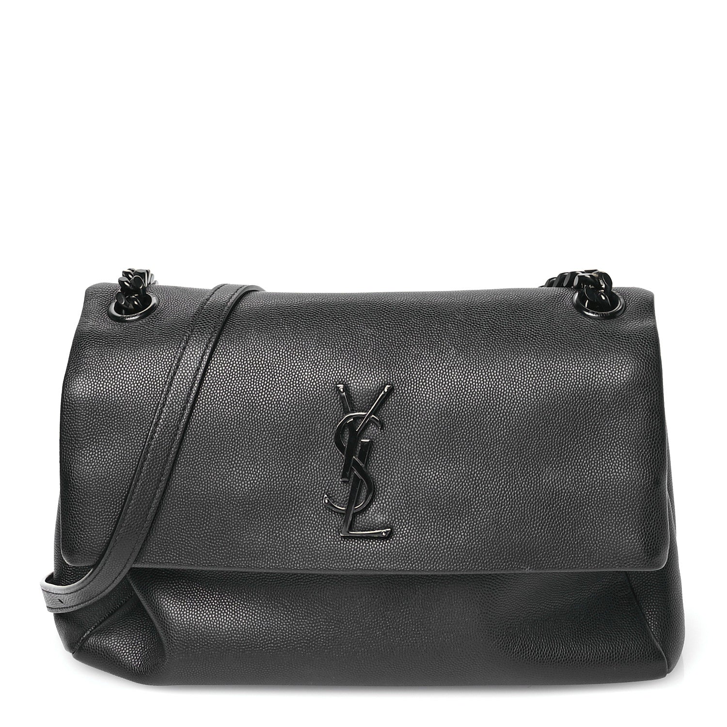 Saint Laurent Grain De Poudre Medium West Hollywood Monogram Fold-Over Black 1 of 12