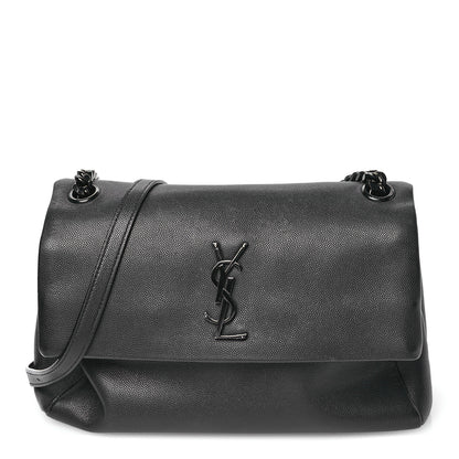 Saint Laurent Grain De Poudre Medium West Hollywood Monogram Fold-Over Black 1 of 12