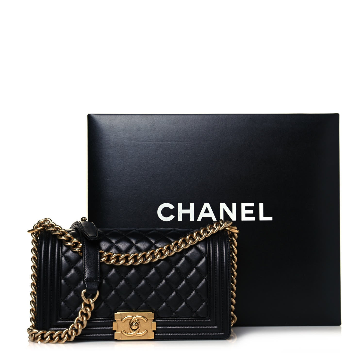 Chanel Lambskin Quilted Medium Boy Flap Black 12 of 12