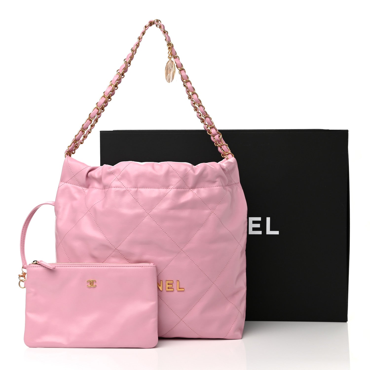 Chanel Shiny Calfskin Quilted Small Chanel 22 Pink 11 of 11