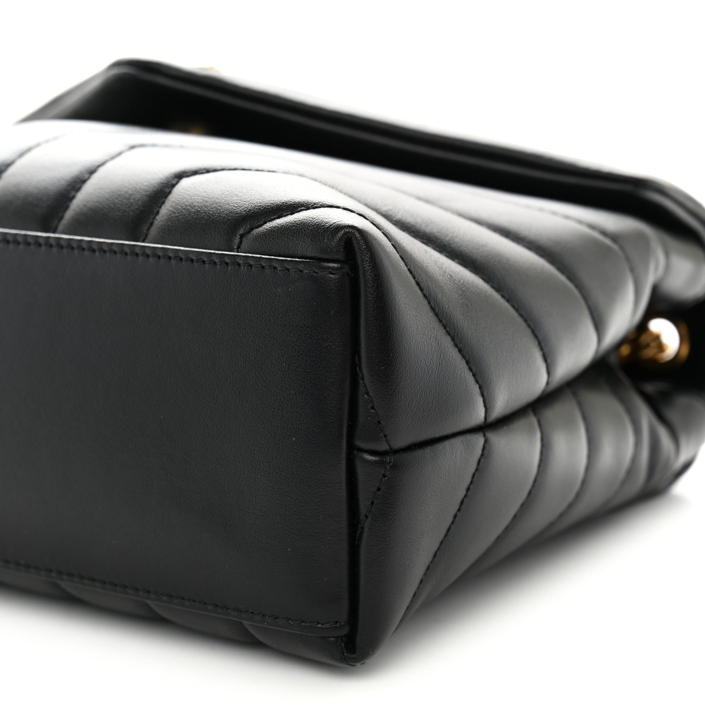 Calfskin Y Quilted Monogram Small Loulou Chain Satchel Black