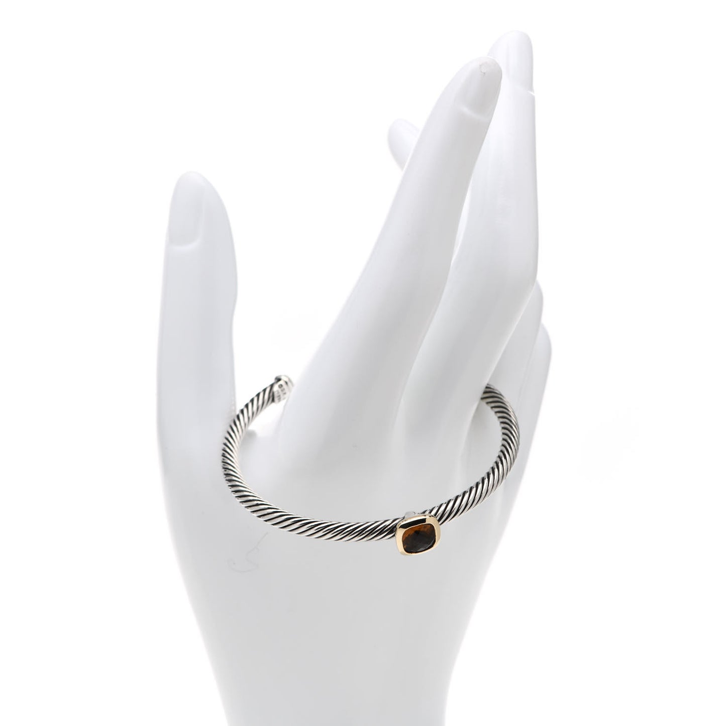 Sterling Silver 18K Yellow Gold Citrine 4mm Noblesse Cable Bracelet