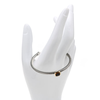 David Yurman Sterling Silver 18K Yellow Gold Citrine 4mm Noblesse Cable Bracelet 2 of 4
