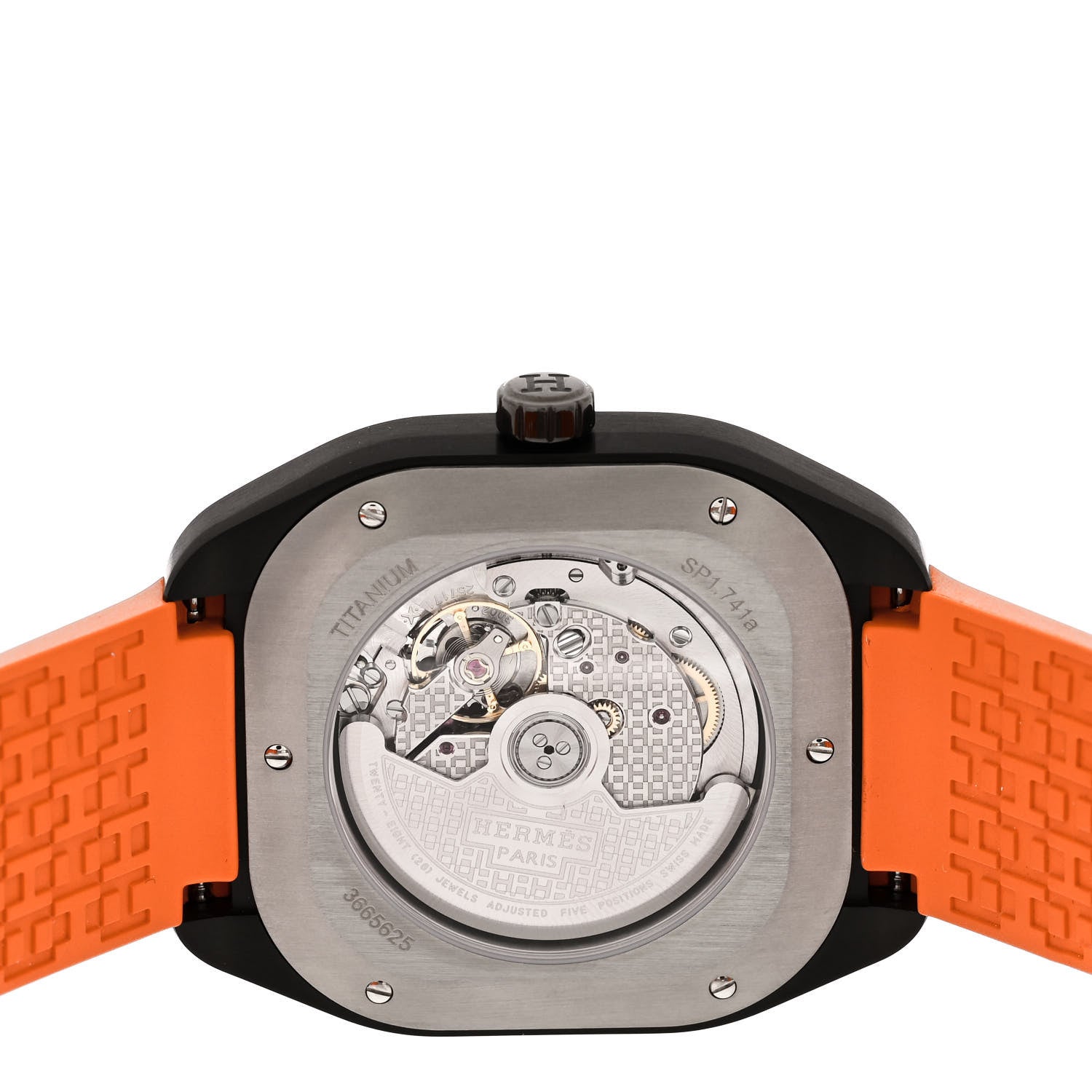 Hermes DLC Coated Titanium Rubber 39mm H08 Automatic Watch Orange 4 of 5
