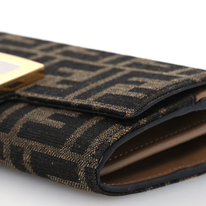 Fendi Fabric Jacquard FF 1974 Continental Wallet On Chain Tobacco Moro 14 of 16
