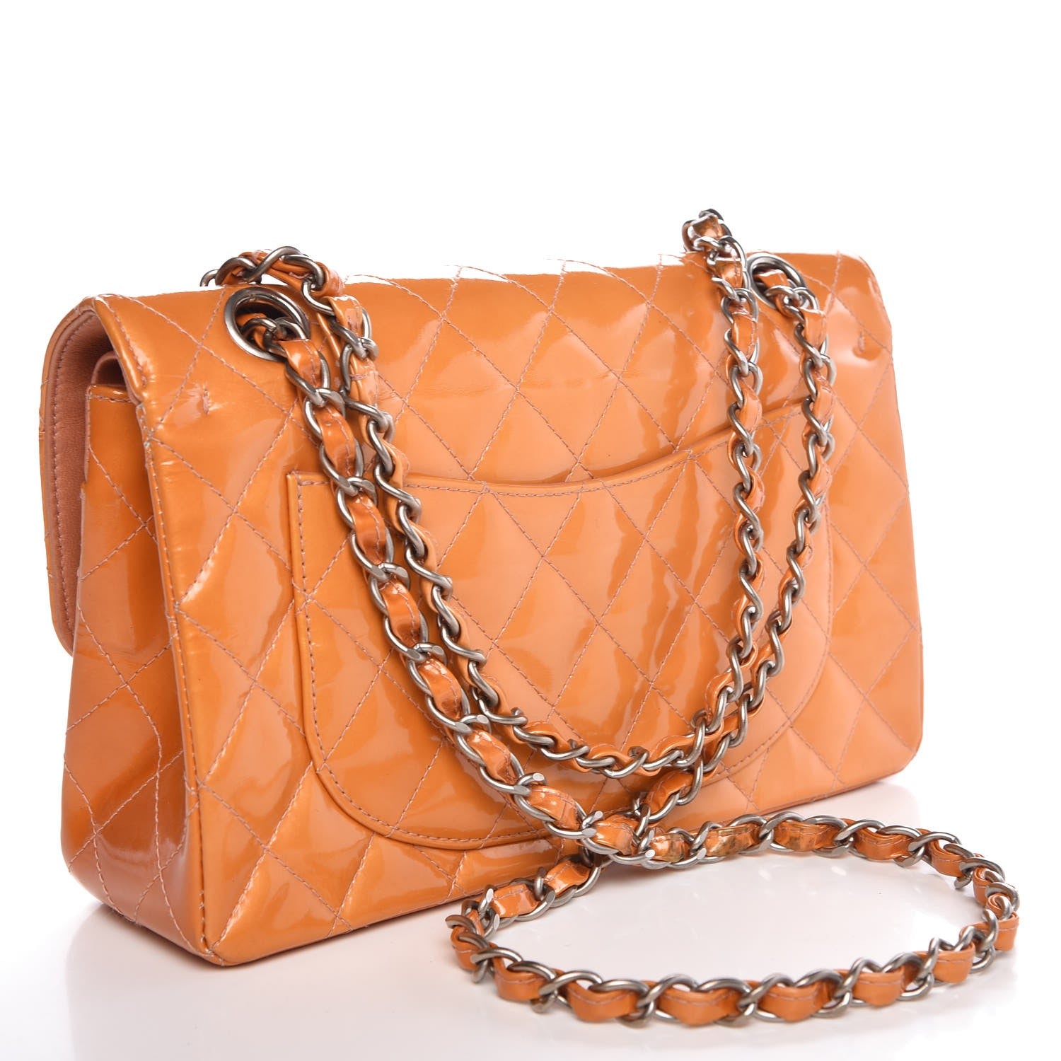 Chanel Patent Quilted Small Double Flap Orange 3 of 12