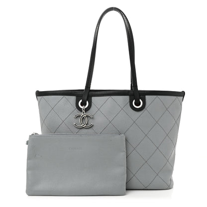 Chanel Grained Calfskin Shopping Fever Tote Grey Black 3 of 12