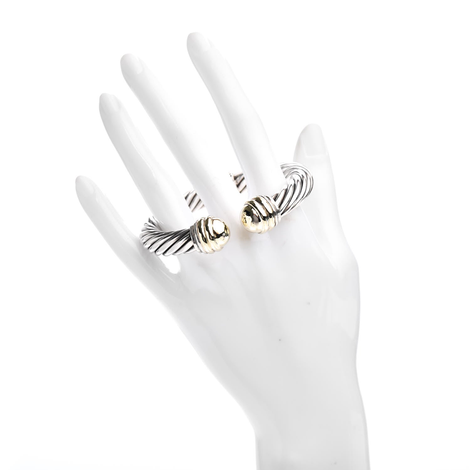 David Yurman Sterling Silver 14K Yellow Gold 10mm Cable Classics Bracelet 2 of 4