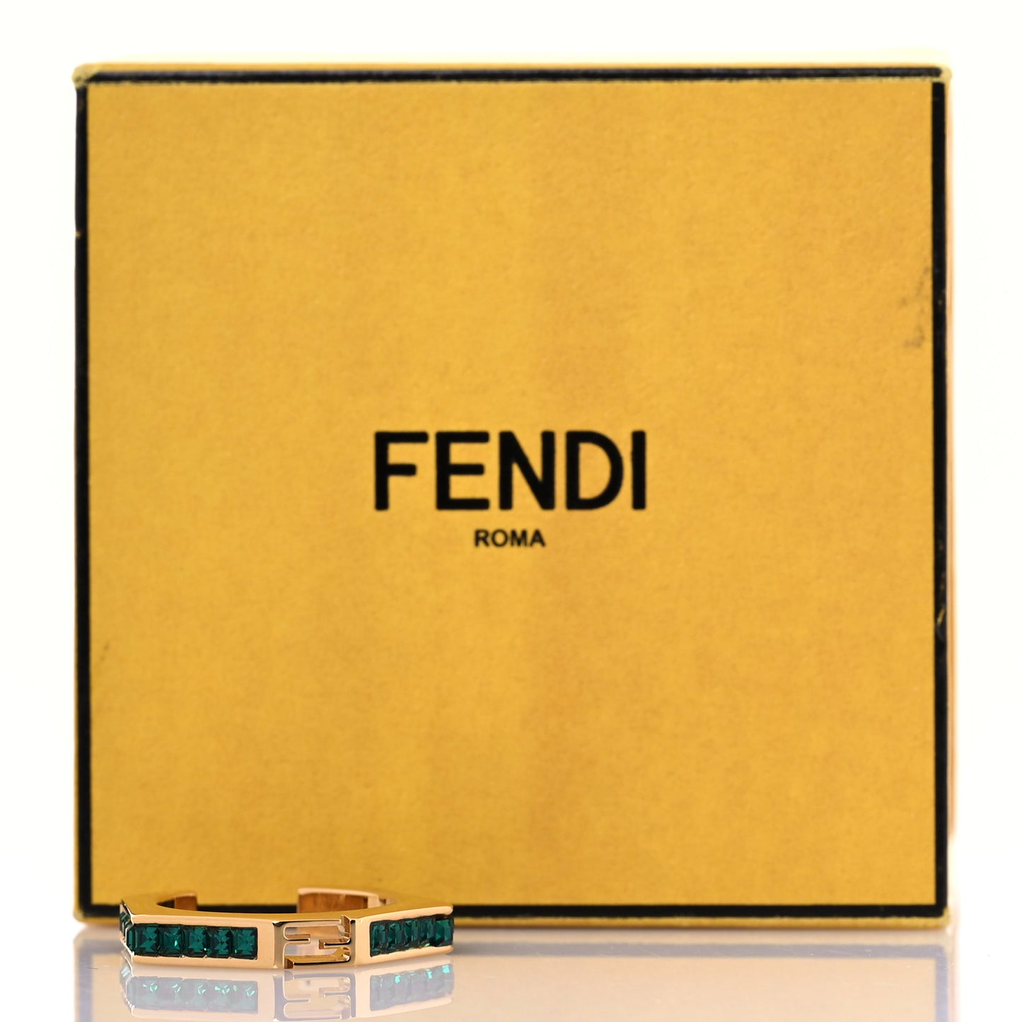 Metal Crystal F is Fendi Ring L Gold Green