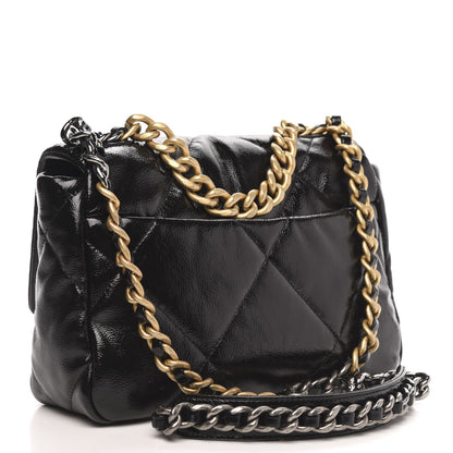 Chanel Shiny Crumpled Calfskin Quilted Medium 19 Flap Black 3 of 10