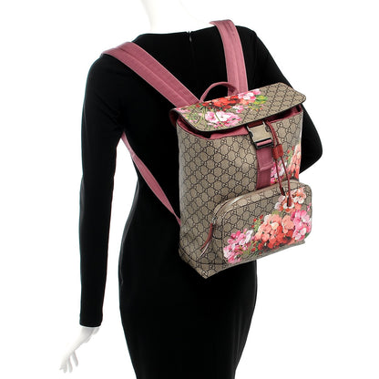 Gucci GG Supreme Monogram Blooms Medium Single Buckle Backpack Beige Multicolor Dry Rose 2 of 8