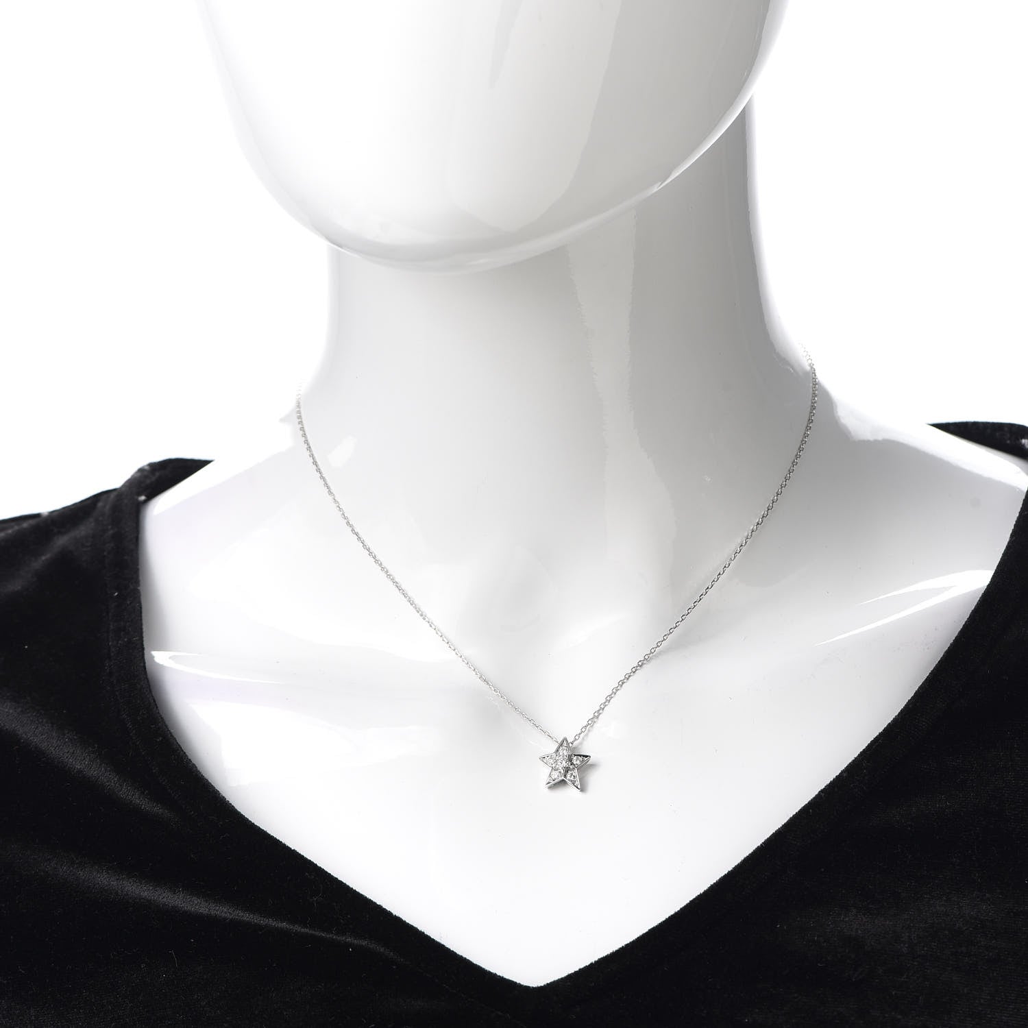 Chanel 18K White Gold Diamond Small Comete Geode Pendant Necklace 2 of 6