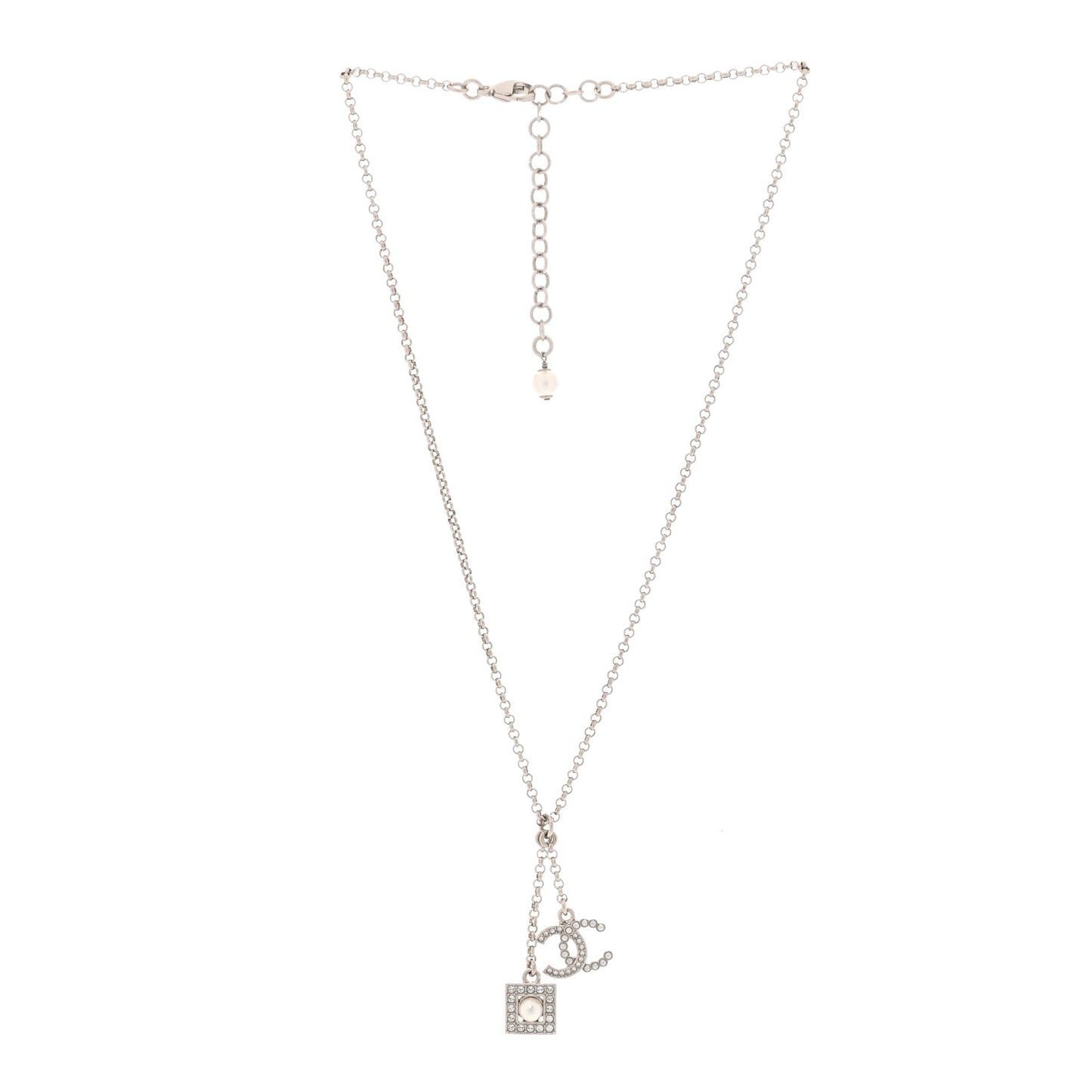 Ruthenium Crystal Square CC Lariat Necklace