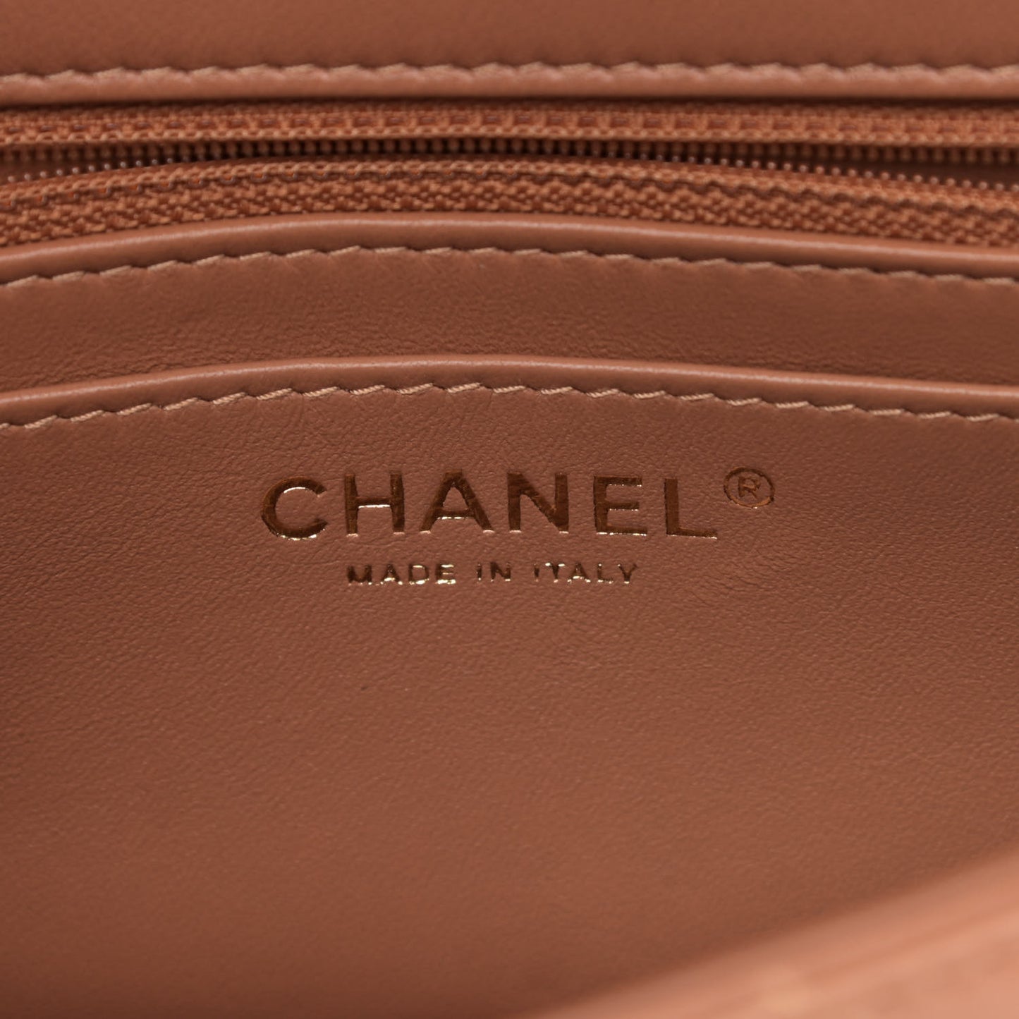 Lambskin Quilted Mini Rectangular Flap Brown