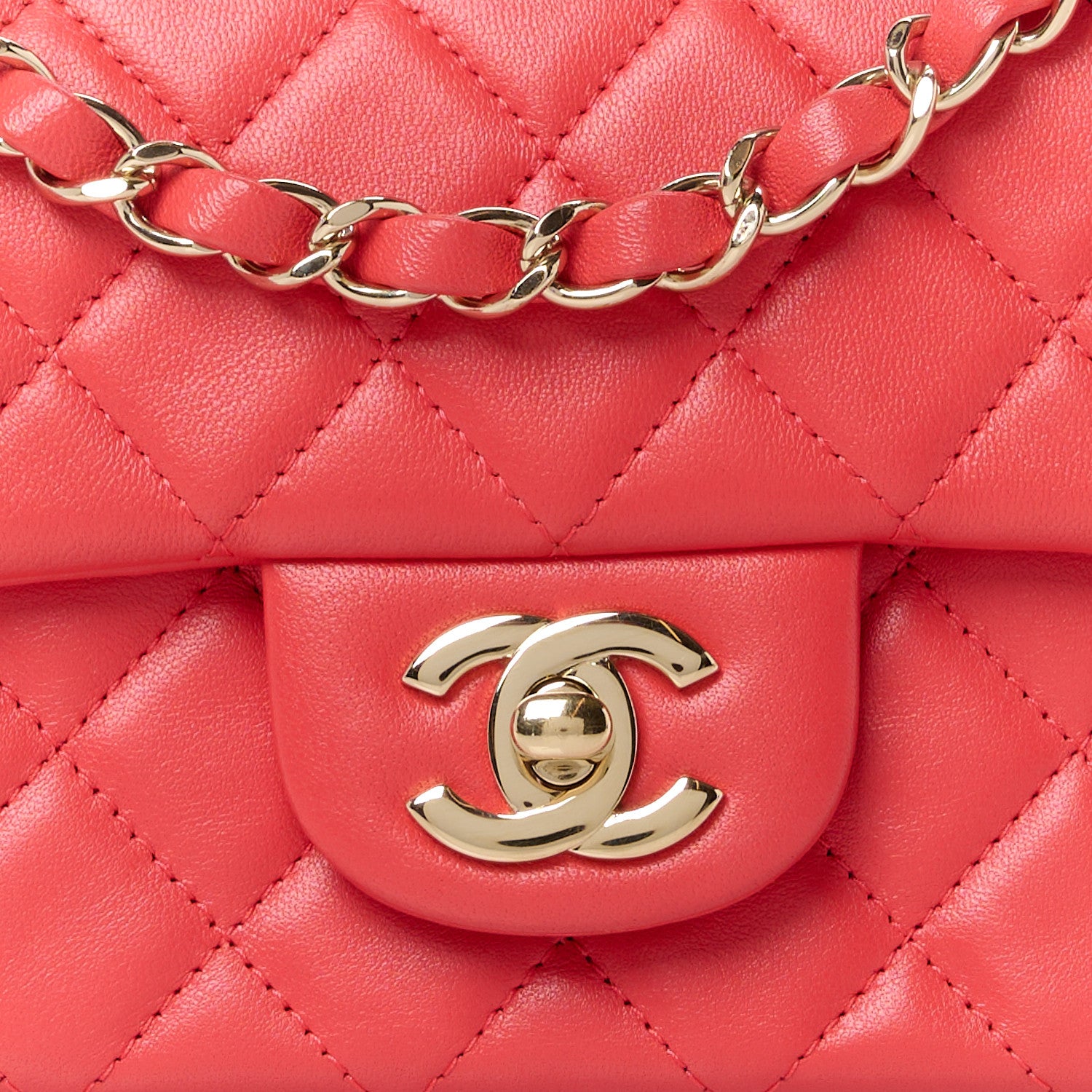 Chanel Lambskin Quilted Mini Rectangular Flap Red 9 of 11