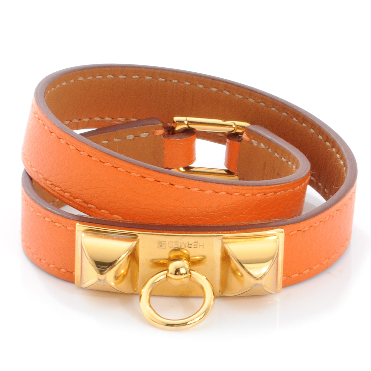 Hermes Chamonix Rivale Double Tour Bracelet XS Orange 1 of 7