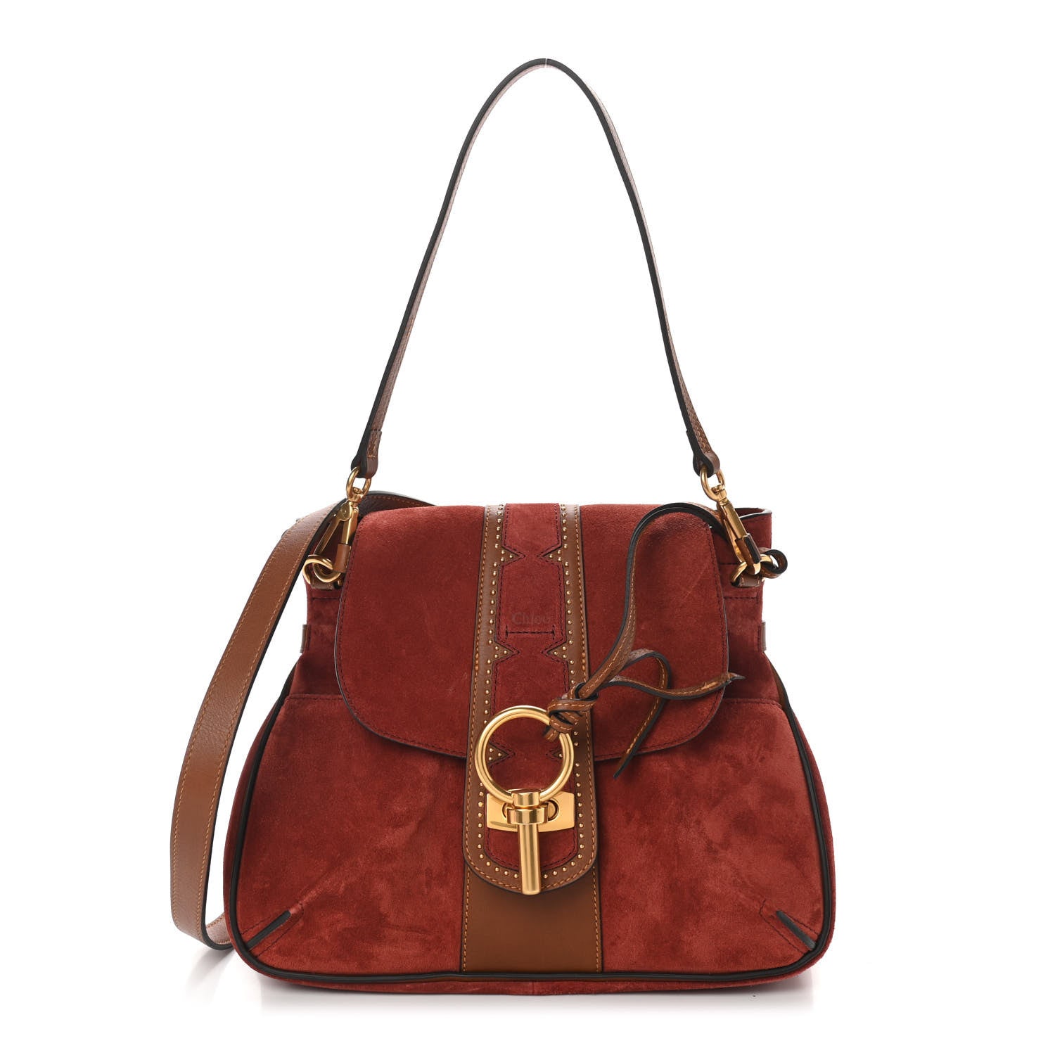 Chloe Suede Small Lexa Shoulder Bag Sienna Red 1 of 10