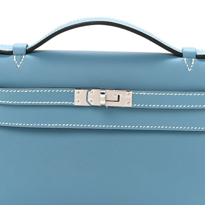 Hermes Swift Kelly Pochette Clutch Blue Jean 7 of 11
