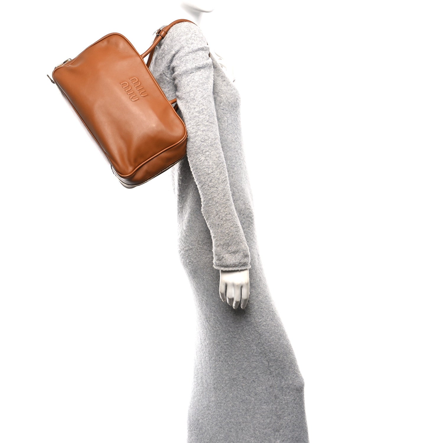 Miu Miu Soft Calf Softy Large Beau Top Handle Bag Cognac 1822152
