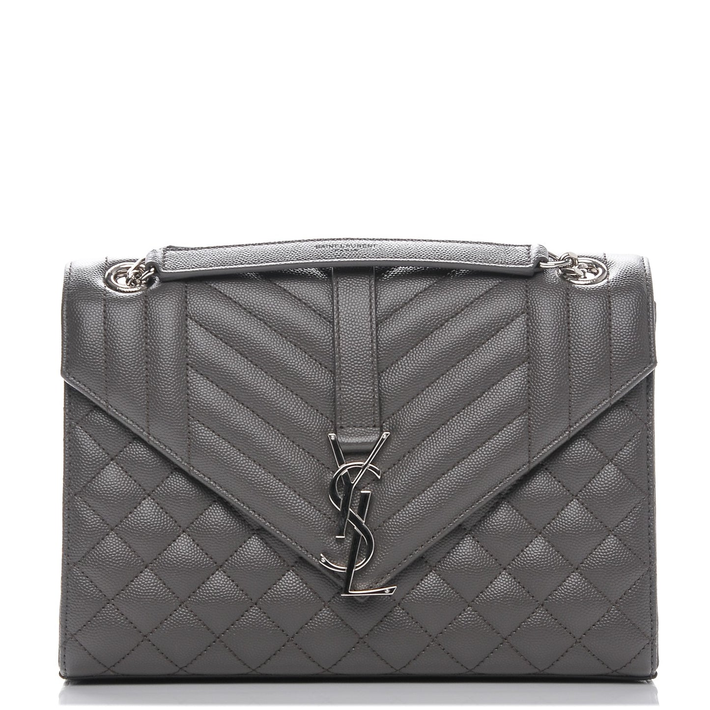 Grain De Poudre Textured Mixed Matelasse Medium Triquilt Monogram Satchel Earth