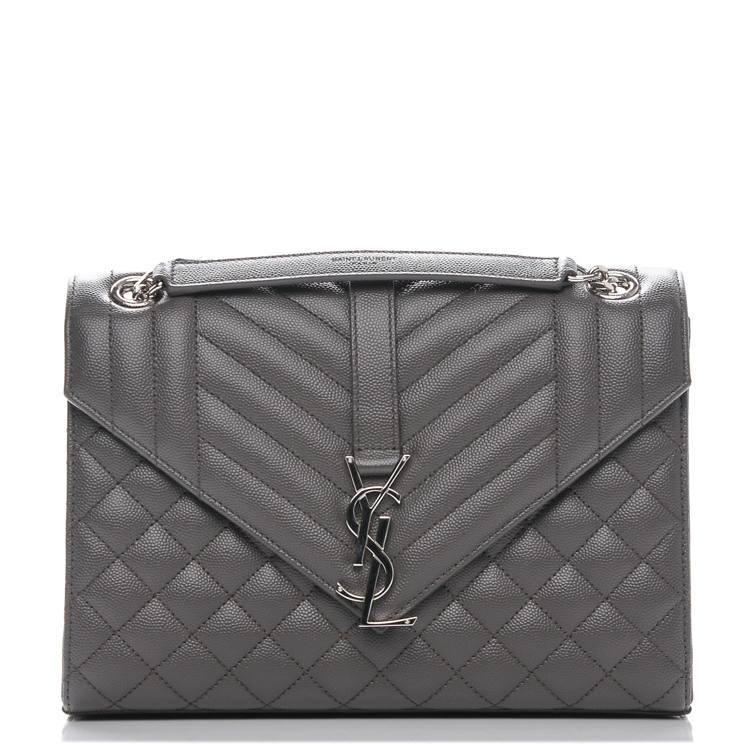 Saint Laurent Grain De Poudre Textured Mixed Matelasse Medium Triquilt Monogram Satchel Earth 1 of 7