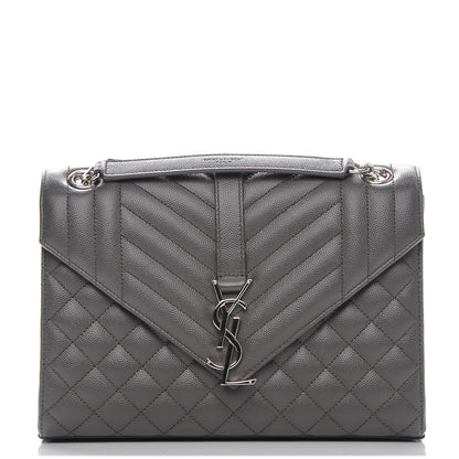 Saint Laurent Grain De Poudre Textured Mixed Matelasse Medium Triquilt Monogram Satchel Earth 1 of 7