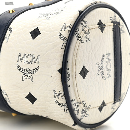 MCM Visetos Essential Barrel Bag White Blue 11 of 15