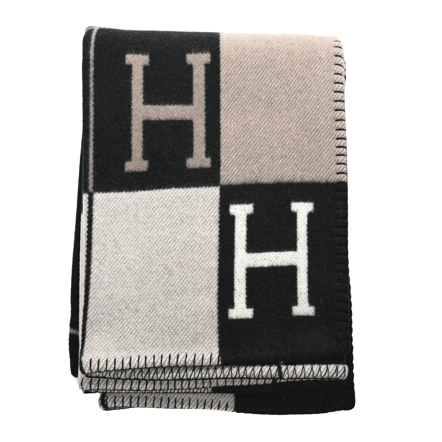 Wool Cashmere Avalon Blanket Ecru Gris Fonce