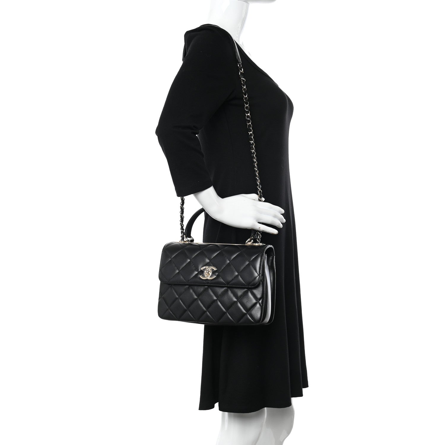 Chanel Lambskin Quilted Small Trendy CC Dual Handle Flap Bag Black 2 of 12