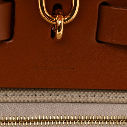 Hermes Military Toile Vache Hunter Herbag Zip Retourne 31 PM Beton Naturel 7 of 12
