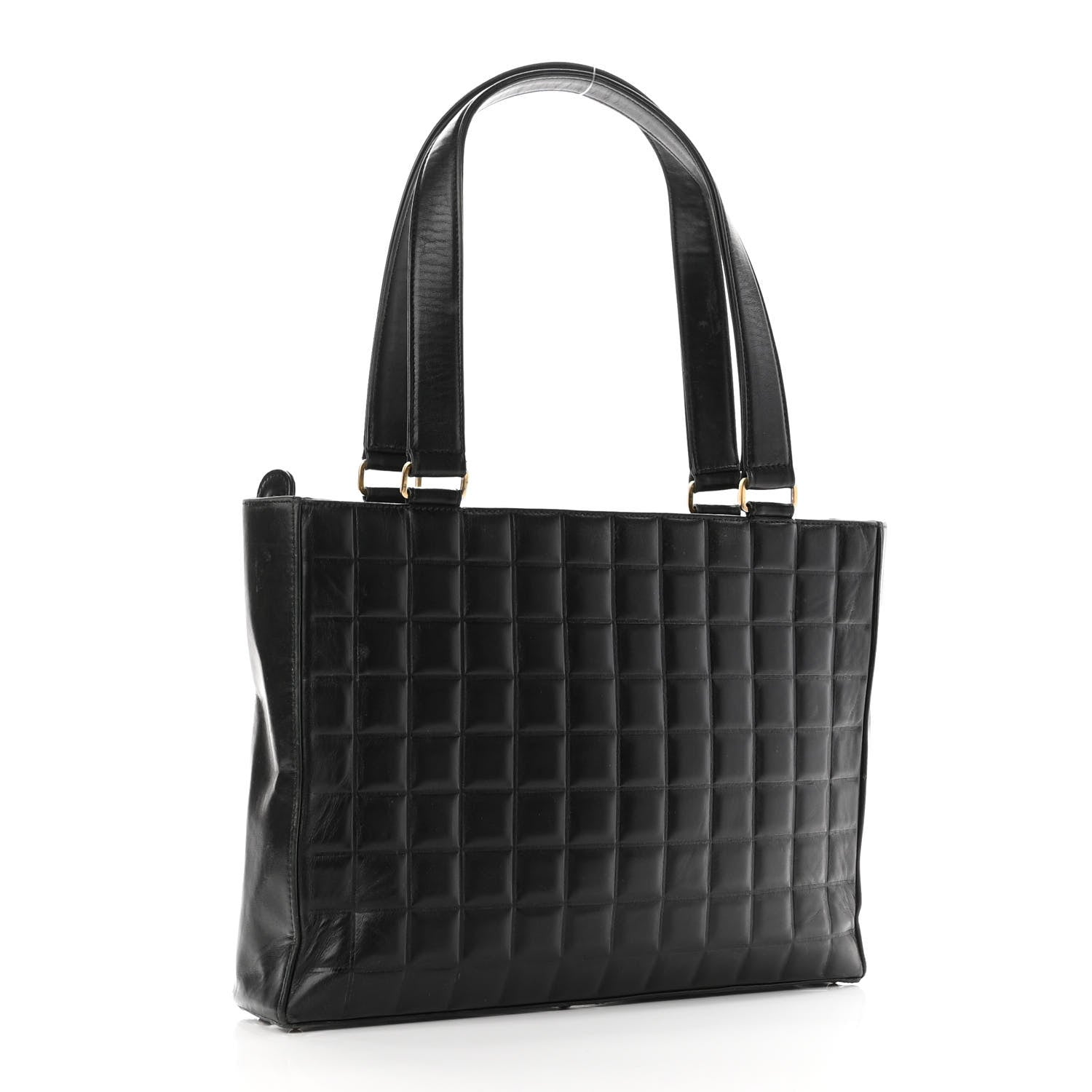 Chanel Lambskin Quilted Chocolate Bar Large Tote Black 3 of 9