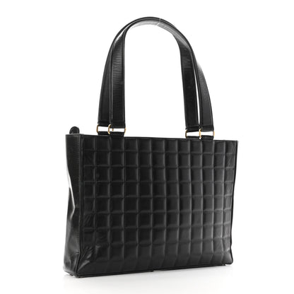 Chanel Lambskin Quilted Chocolate Bar Large Tote Black 3 of 9