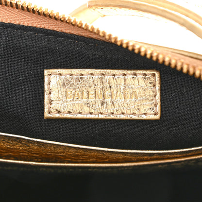 Balenciaga Metallic Arena Agneau Crystal Le Cagole Mini Purse With Chain Light Gold 6 of 11