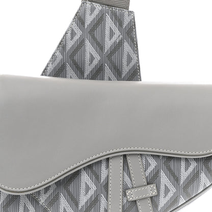Christian Dior Coated Canvas Calfskin CD Diamond Mens Saddle Bag Gray 8 of 12