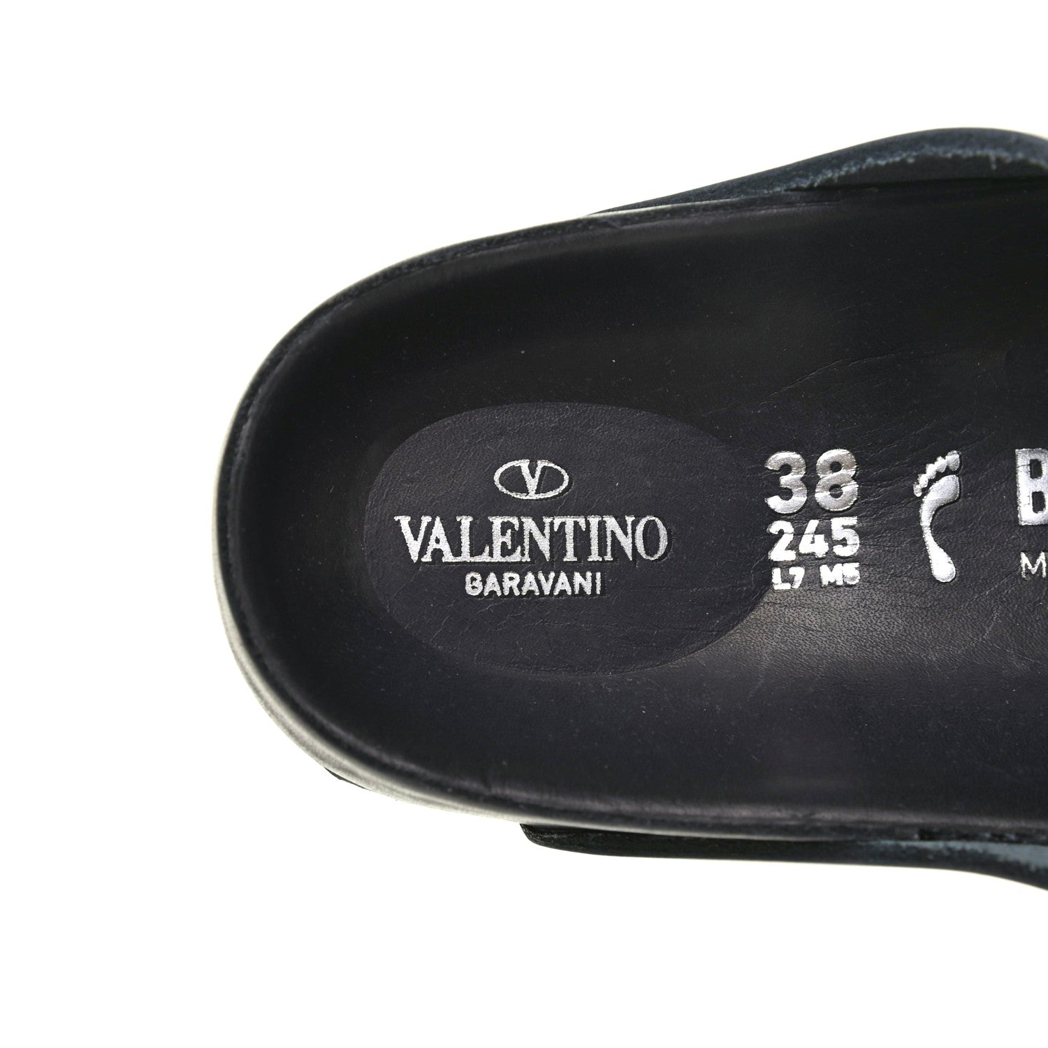Valentino Garavani X BIRKENSTOCK Calfskin VLTN Arizona Slide Sandals 38 Army Green Poudre 6 of 7