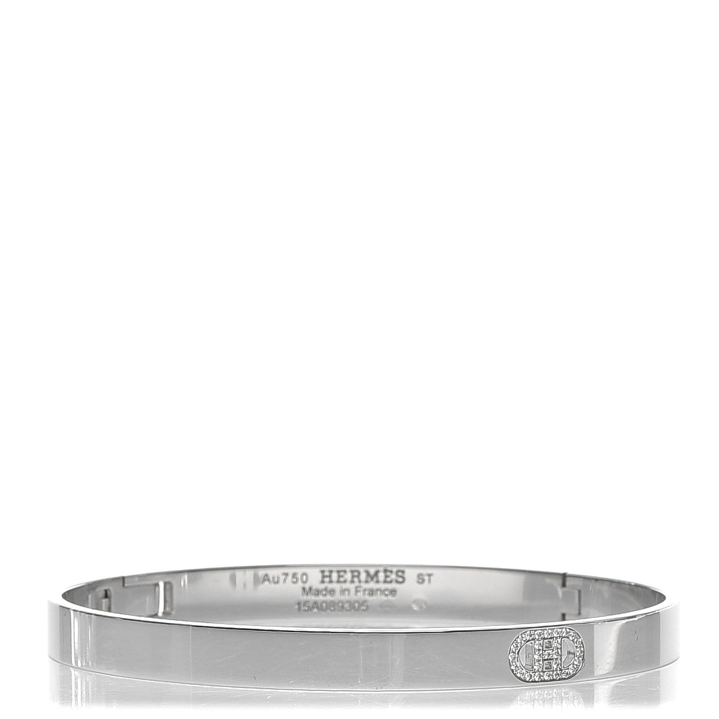 18K White Gold Diamond PM H D'Ancre Bracelet ST